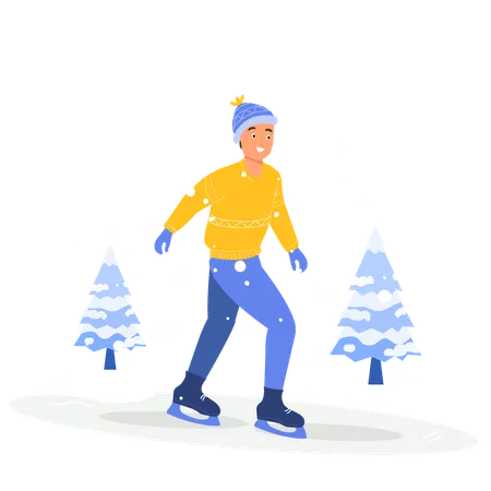 Junge beim Skifahren  Illustration