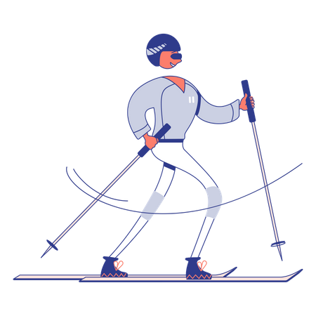 Junge beim Skifahren  Illustration