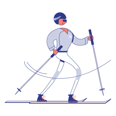 Junge beim Skifahren  Illustration