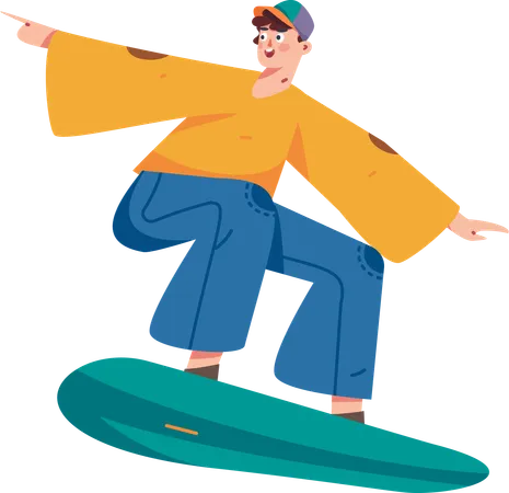 Junge beim Surfen  Illustration