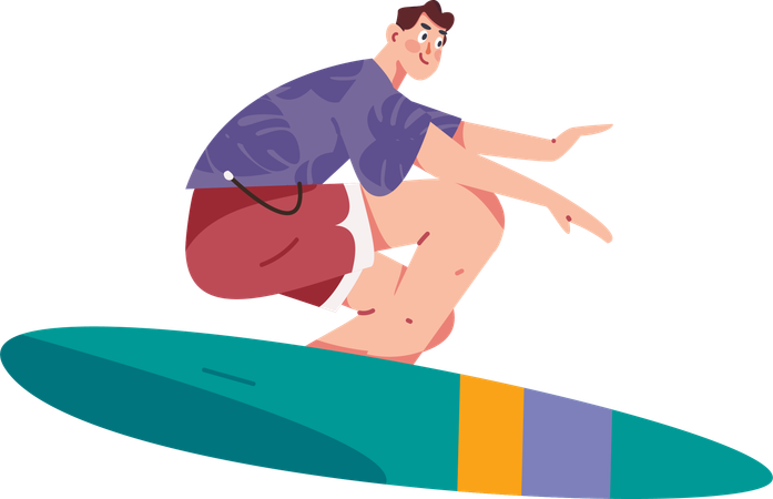 Junge beim Surfen  Illustration