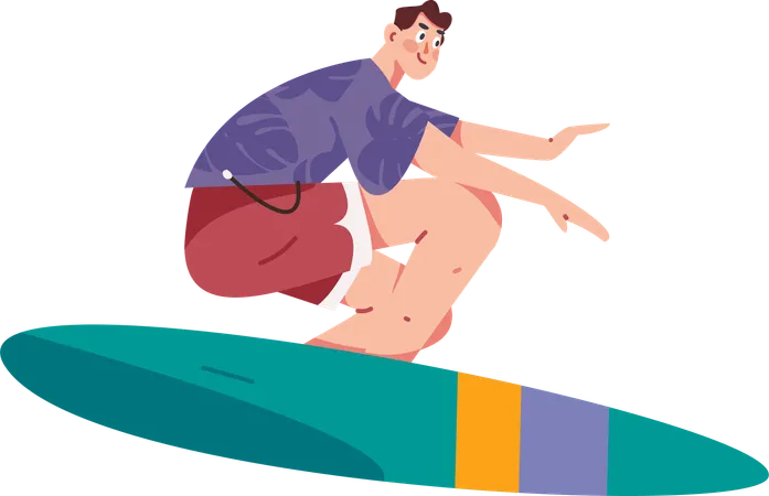 Junge beim Surfen  Illustration