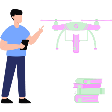 Junge erhält Buchlieferung Vidrone  Illustration