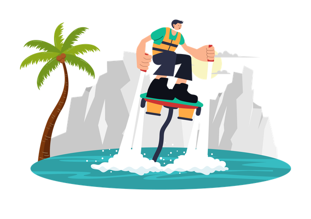 Junge mit Flyboard  Illustration