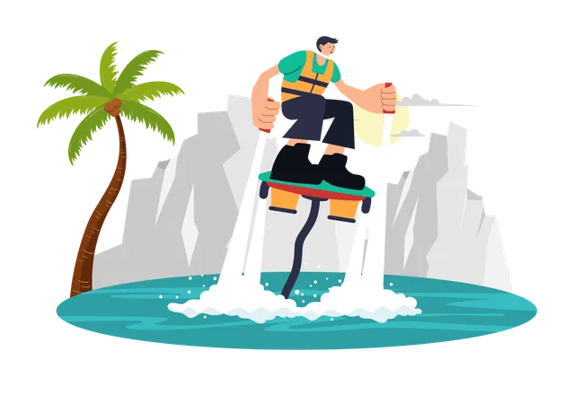 Junge mit Flyboard  Illustration