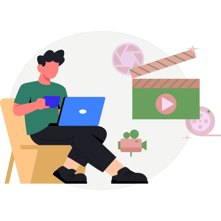 Junge mit Laptop  Illustration