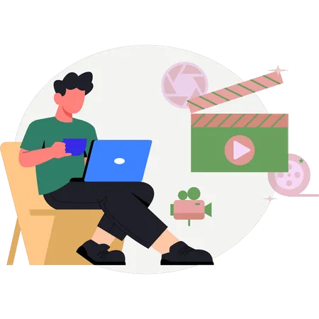 Junge mit Laptop  Illustration