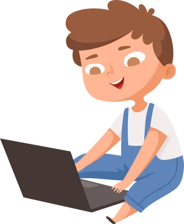 Junge mit Laptop  Illustration