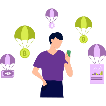 Junge benutzt sein Telefon  Illustration