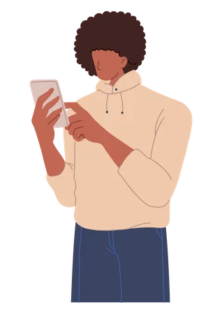 Junge mit Smartphone  Illustration