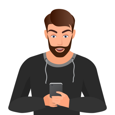 Junge mit Smartphone  Illustration