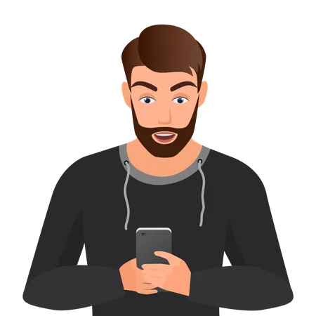 Junge mit Smartphone  Illustration