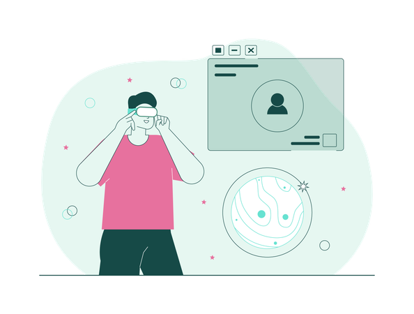 Junge mit Virtual-Reality-Headset  Illustration