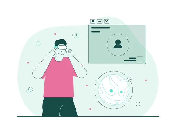 Junge mit Virtual-Reality-Headset  Illustration