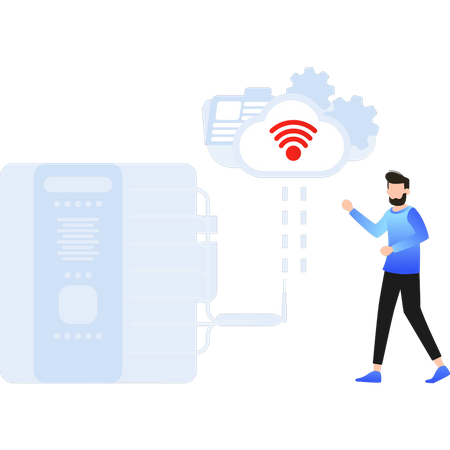 Junge nutzt WLAN  Illustration