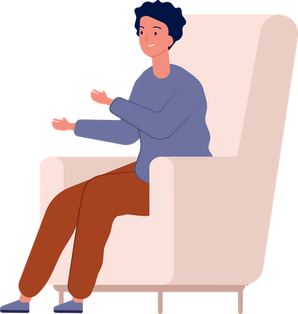 Junge berät sich mit Psychiatrie  Illustration