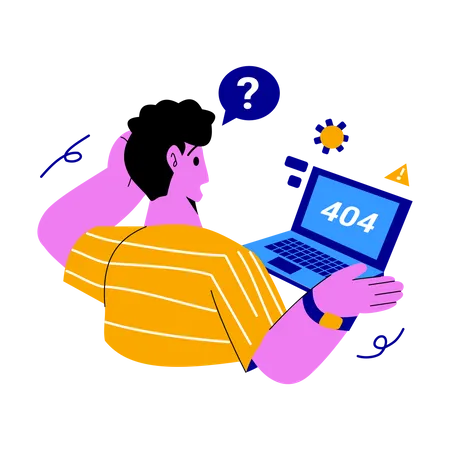 Junge besorgt wegen 404-Fehler  Illustration