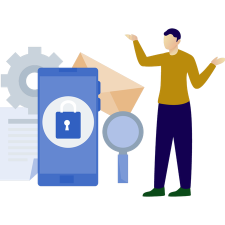 Junge besorgt über Handy-Schutz  Illustration