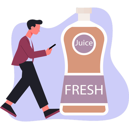 Junge der frischen saft bestellt  Illustration