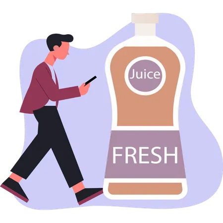 Junge der frischen saft bestellt  Illustration