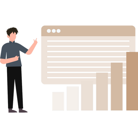 Junge betrachtet Analysediagramm  Illustration