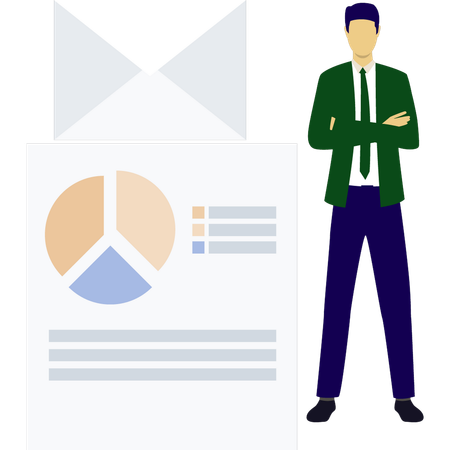 Junge betrachtet Kreisdiagramm-Dokument  Illustration