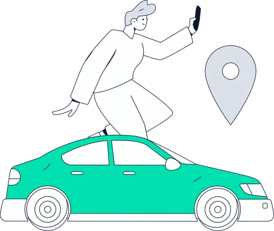 Junge bucht Taxi mit Rabatt  Illustration