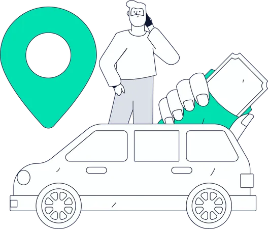 Junge bucht online ein Taxi  Illustration