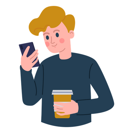 Junge chattet am Telefon  Illustration