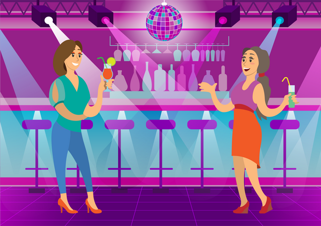 Junge Dame genießt Mocktail-Party  Illustration