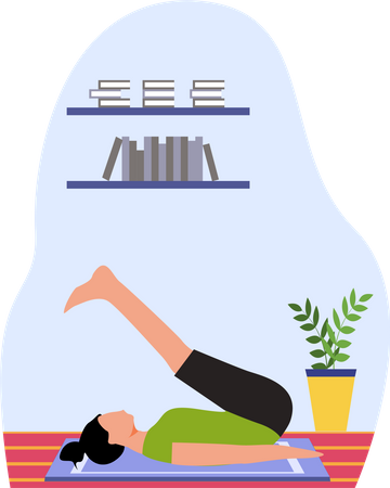 Junge Dame macht Halasana zu Hause  Illustration