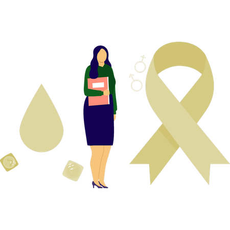 Junge Dame macht HIV-Test  Illustration
