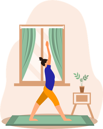 Junge Dame macht Surya Namaskar Yoga zu Hause  Illustration