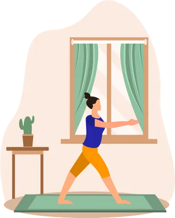 Junge Dame macht Surya Namaskar Yoga zu Hause  Illustration