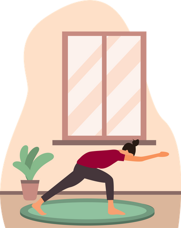 Junge Dame macht Suryanamaskar zu Hause  Illustration