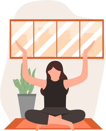 Junge Dame macht Yoga zu Hause  Illustration