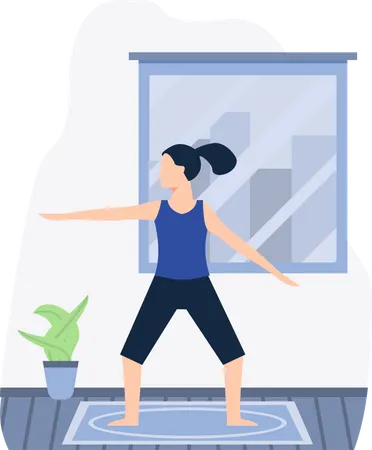 Junge Dame macht Yoga zu Hause  Illustration