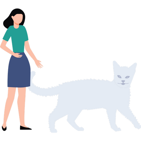 Junge Dame schaut Fuchs an  Illustration