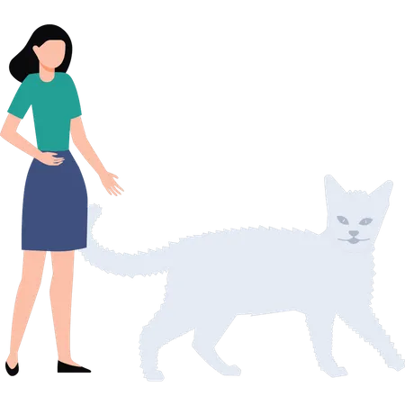 Junge Dame schaut Fuchs an  Illustration