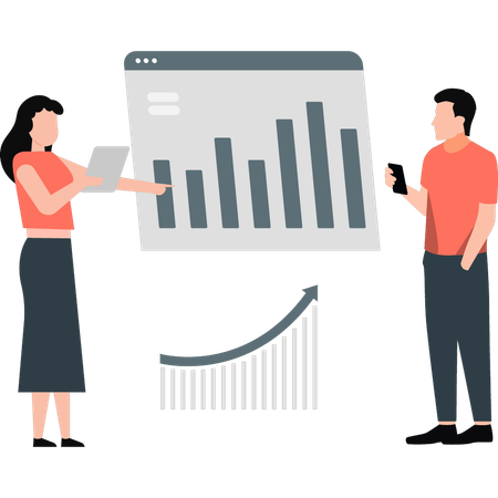 Junge Dame spricht über Webseiten-Diagramm  Illustration