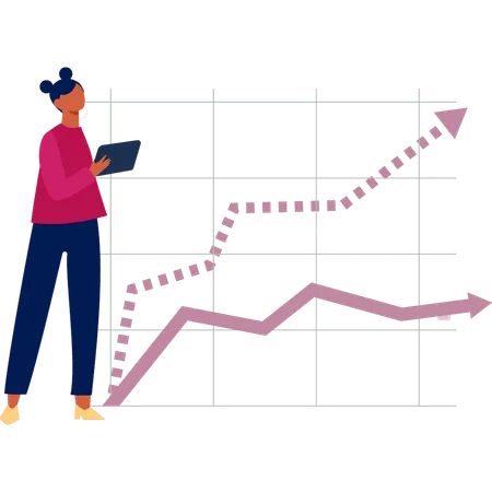 Junge Dame sucht Geschäftswachstum  Illustration