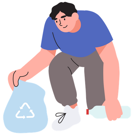 Junge der müll aufhebt  Illustration