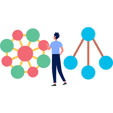 Junge diskutiert Atommolekül  Illustration