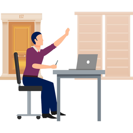 Junge diskutiert Lösungen für Fensteröffnungen  Illustration