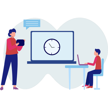 Junge diskutiert über Zeitmanagement  Illustration