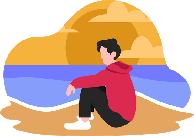 Junge entspannt am Strand  Illustration