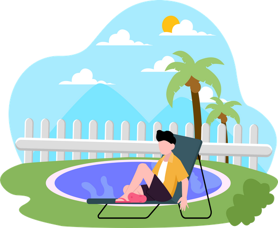 Junge entspannt im Urlaub  Illustration