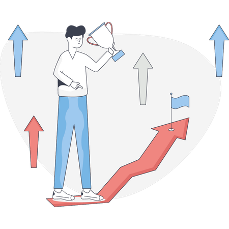 Junge erfolgreich im Geschäft  Illustration