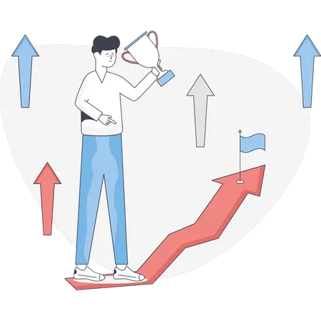 Junge erfolgreich im Geschäft  Illustration