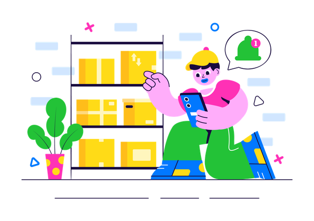 Junge erhält Erinnerung zur Abonnementbox Illustration